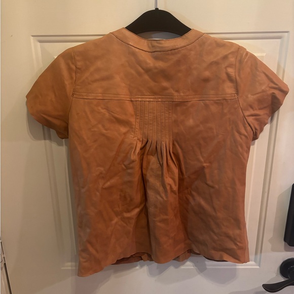 Vintage GAP Women's Brown Short Sleeve Leather Jacket - Picture 7 of 7